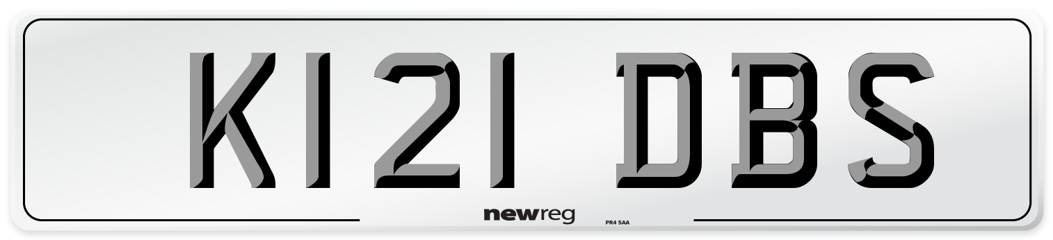 K121 DBS Number Plate from New Reg